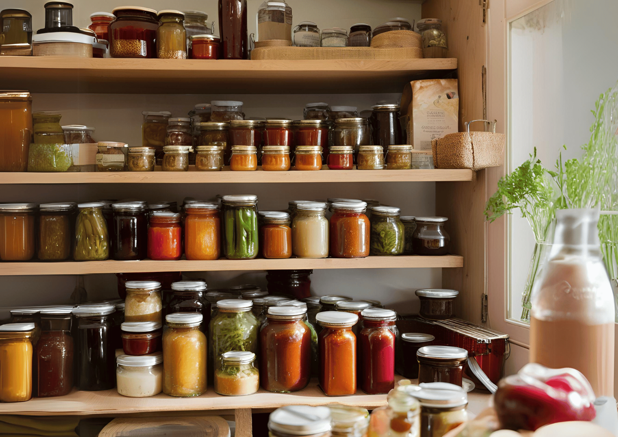 Conserves rangées dans un garde-manger